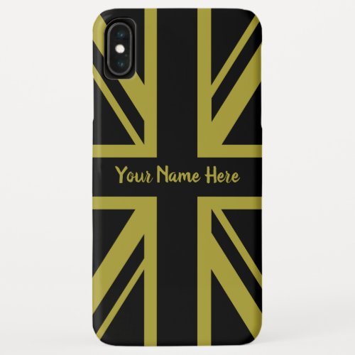 Union JackFlag Black and Gold Design Custom iPhone XS Max Case