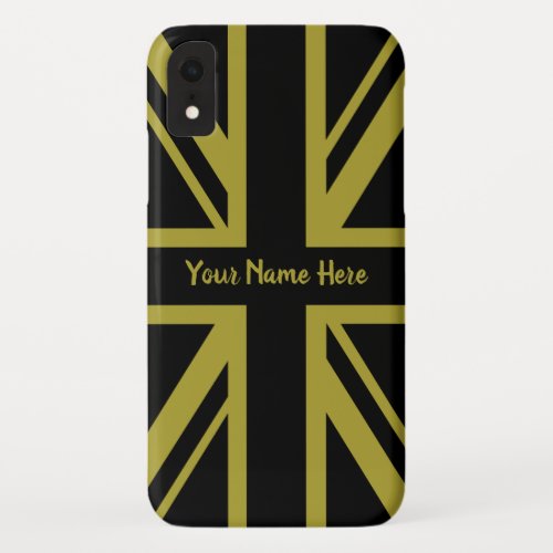 Union JackFlag Black and Gold Design Custom iPhone XR Case