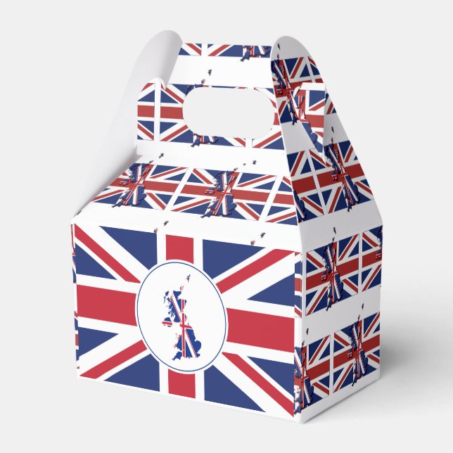 UNION JACK FLAG | British Map | Patriotic Favor Boxes (Front Side)
