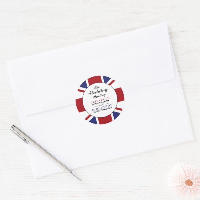 Union Jack Flag British Wedding Classic Round Sticker (Envelope)