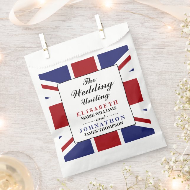 Union Jack Flag British Wedding Favor Bag (Clipped)
