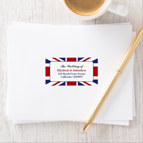 Union Jack Flag British Wedding Label