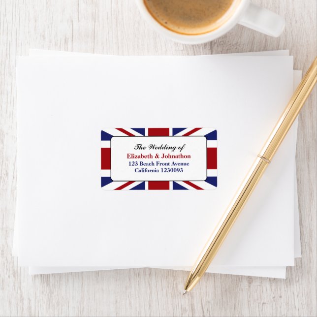 Union Jack Flag British Wedding Label (Insitu)
