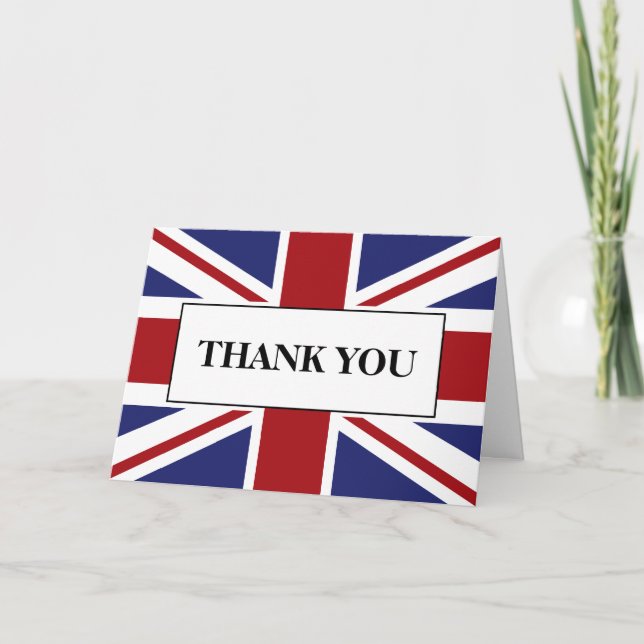 Union Jack Flag British Wedding Letterpress Thank You Card (Front)