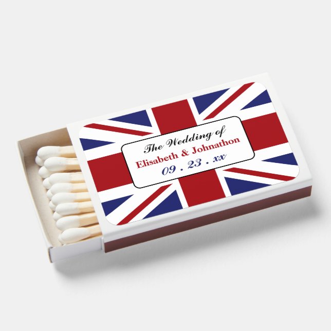 Union Jack Flag British Wedding Matchboxes (Front Open)