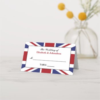Union Jack Flag British Wedding Place Card by WeddingStore at Zazzle