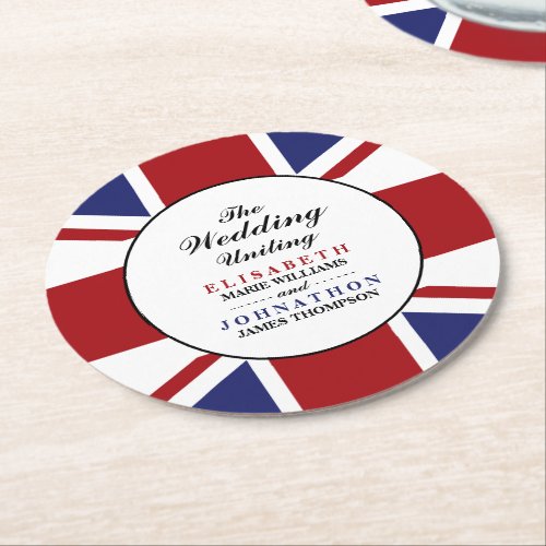 Union Jack Flag British Wedding Round Paper Coaster
