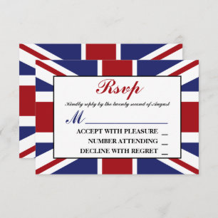 Union Jack Flag British Wedding RSVP Card