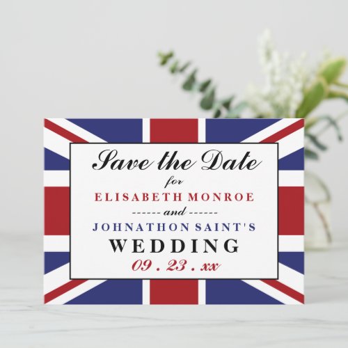 Union Jack Flag British Wedding Save The Date