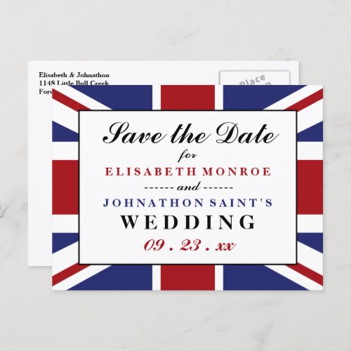 Union Jack Flag British Wedding Save The Date Announcement Postcard