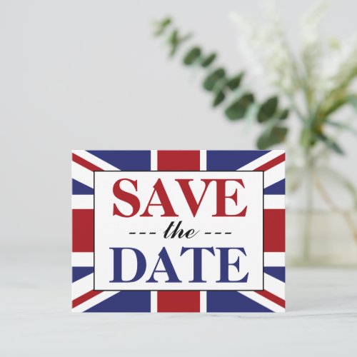 Union Jack Flag British Wedding Save The Date Announcement Postcard