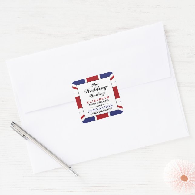 Union Jack Flag British Wedding Square Sticker (Envelope)