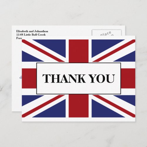 Union Jack Flag British Wedding Thank You Announcement Postcard