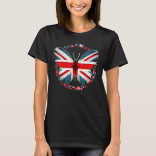 Union Jack Flag Butterfly For Kids & Uk British Ex T-Shirt