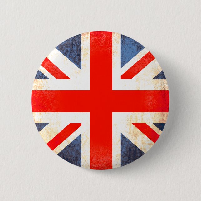 Union jack flag button badge in red white and blue (Front)