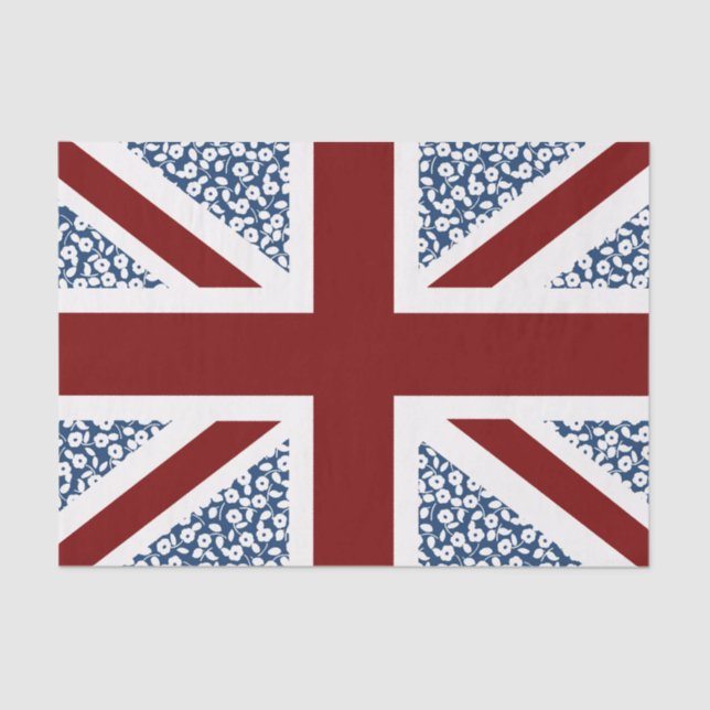 Union Jack Flag Calico Floral Pattern Tissue Paper (Front)