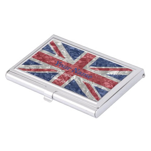 Union Jack Flag _ Crinkled Business Card Case