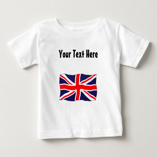 Union Jack Flag - Customizable With Your Text! Baby T-Shirt (Front)