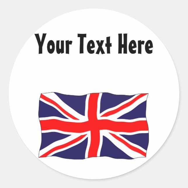 Union Jack Flag - Customizable With Your Text! Classic Round Sticker (Front)