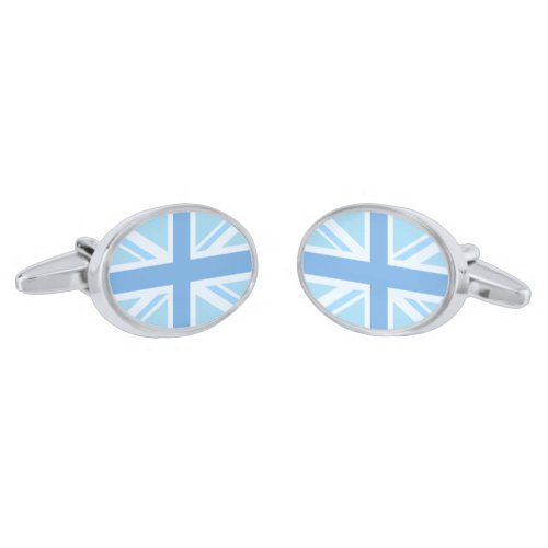 Union JackFlag Design Blues Silver Cufflinks