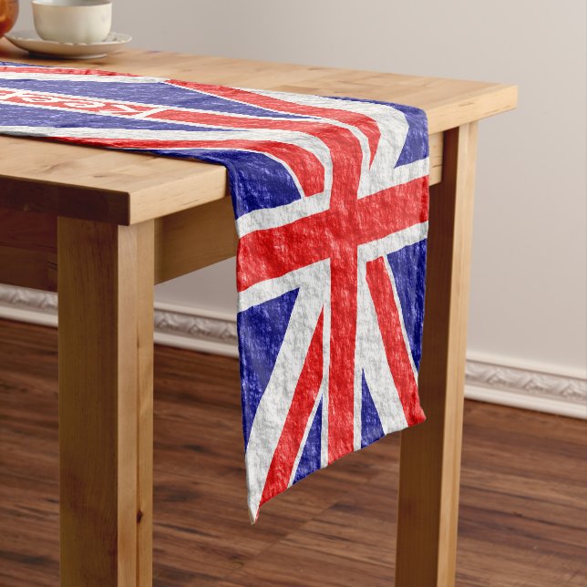 Union Jack Flag Design Short Table Runner (In Situ)
