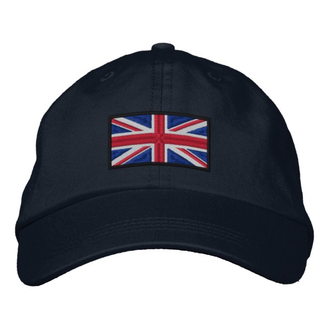 Union Jack Flag Embroidered Baseball Cap (Front)