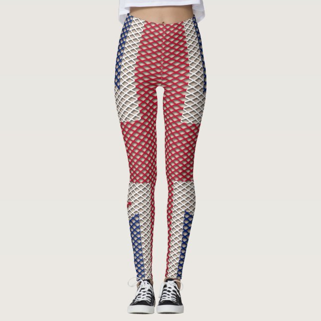 Union Jack Flag Fishnet Pattern Leggings (Front)
