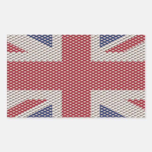 Union Jack Flag Fishnet Pattern Rectangular Sticker (Front)