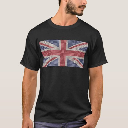 Union Jack Flag Fishnet Pattern T_Shirt
