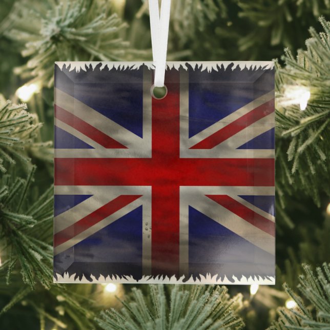 Union Jack Flag Glass Ornament (Insitu)