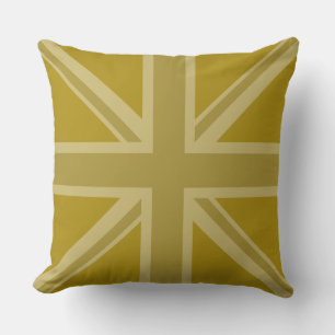 Union Jack/Flag Golds Throw Pillow
