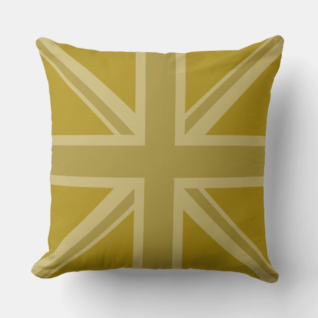 Union Jack/Flag Golds Throw Pillow (Front)