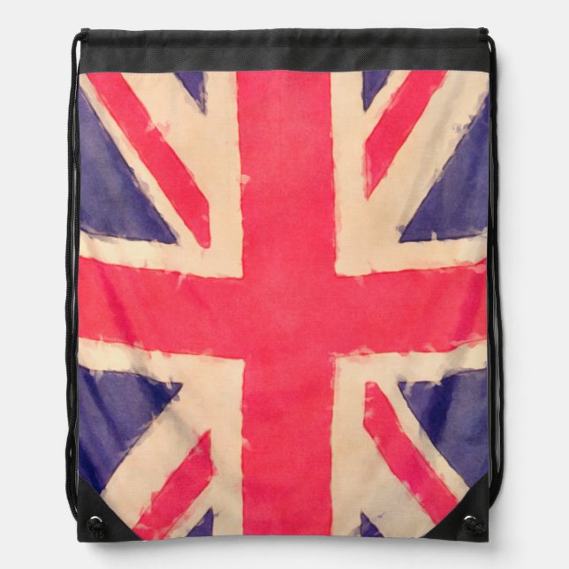 UNION JACK FLAG grunge Drawstring Bag (Front)