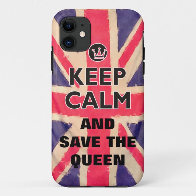 UNION JACK FLAG grunge / KEEP CALM + your text Case-Mate iPhone Case (Back)