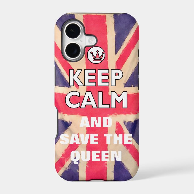 UNION JACK FLAG grunge / KEEP CALM + your text Iphone Case (Back)