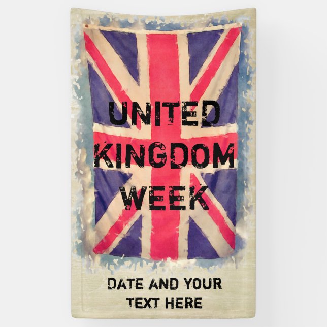UNION JACK FLAG grunge + your idea Banner (Vertical)