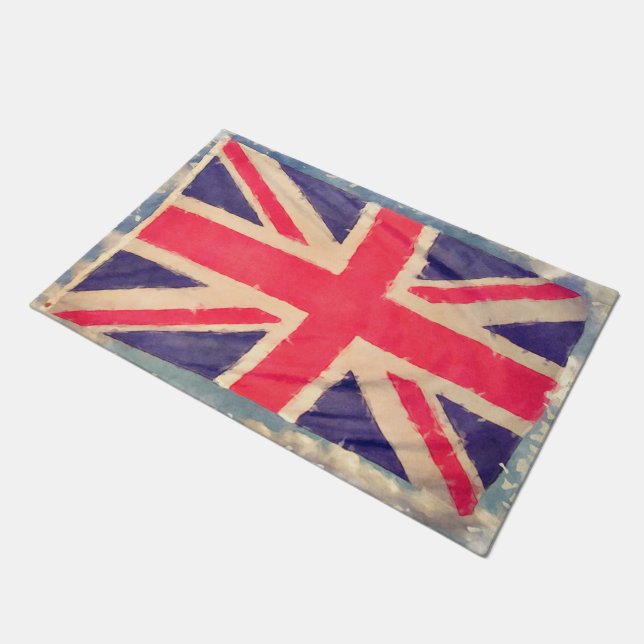 UNION JACK FLAG grunge + your idea Doormat (Angled)