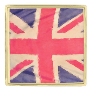 UNION JACK FLAG grunge + your idea Gold Finish Lapel Pin