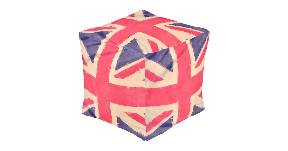 UNION JACK FLAG grunge + your idea Pouf Zazzle