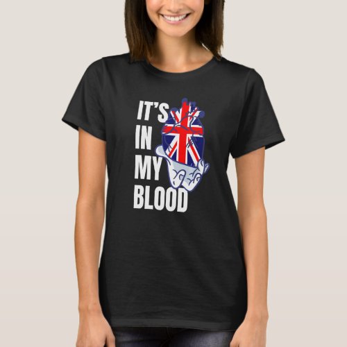 Union Jack Flag Heart Blood Veins Hand Great Brita T_Shirt