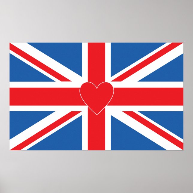 Union Jack Flag & Heart Poster (Front)