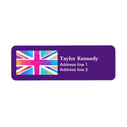 Union Jack Flag in Bright Watercolors Label