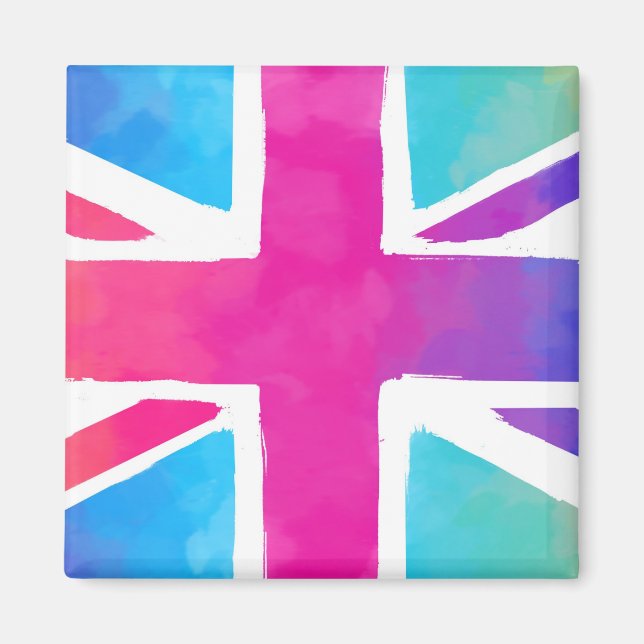 Union Jack Flag in Bright Watercolors Magnet (Front)
