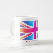 Union Jack Flag in Bright Watercolors Personalized Coffee Mug (Front Left)