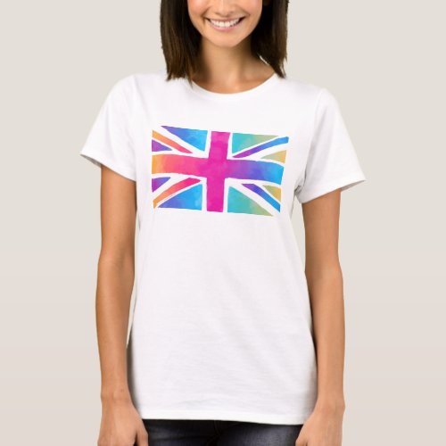 Union Jack Flag in Bright Watercolors T_Shirt