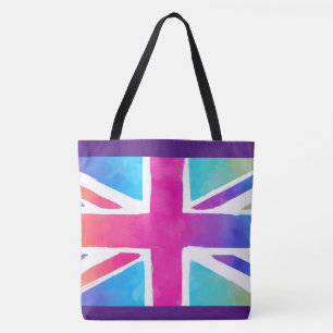 Union Jack Flag in Bright Watercolors Tote Bag