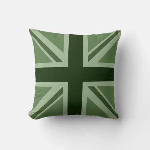 Union JackFlag in Greens Throw Pillow