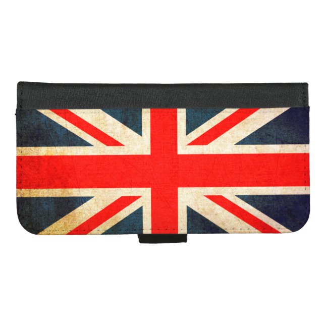 Union Jack Flag in Grunge iPhone Wallet Case (Front (Horizontal))