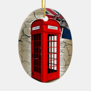 union jack flag jubilee crown red telephone booth ceramic ornament