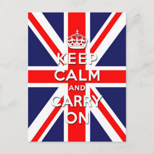 Union Jack flag keep calm and carry on Postcard